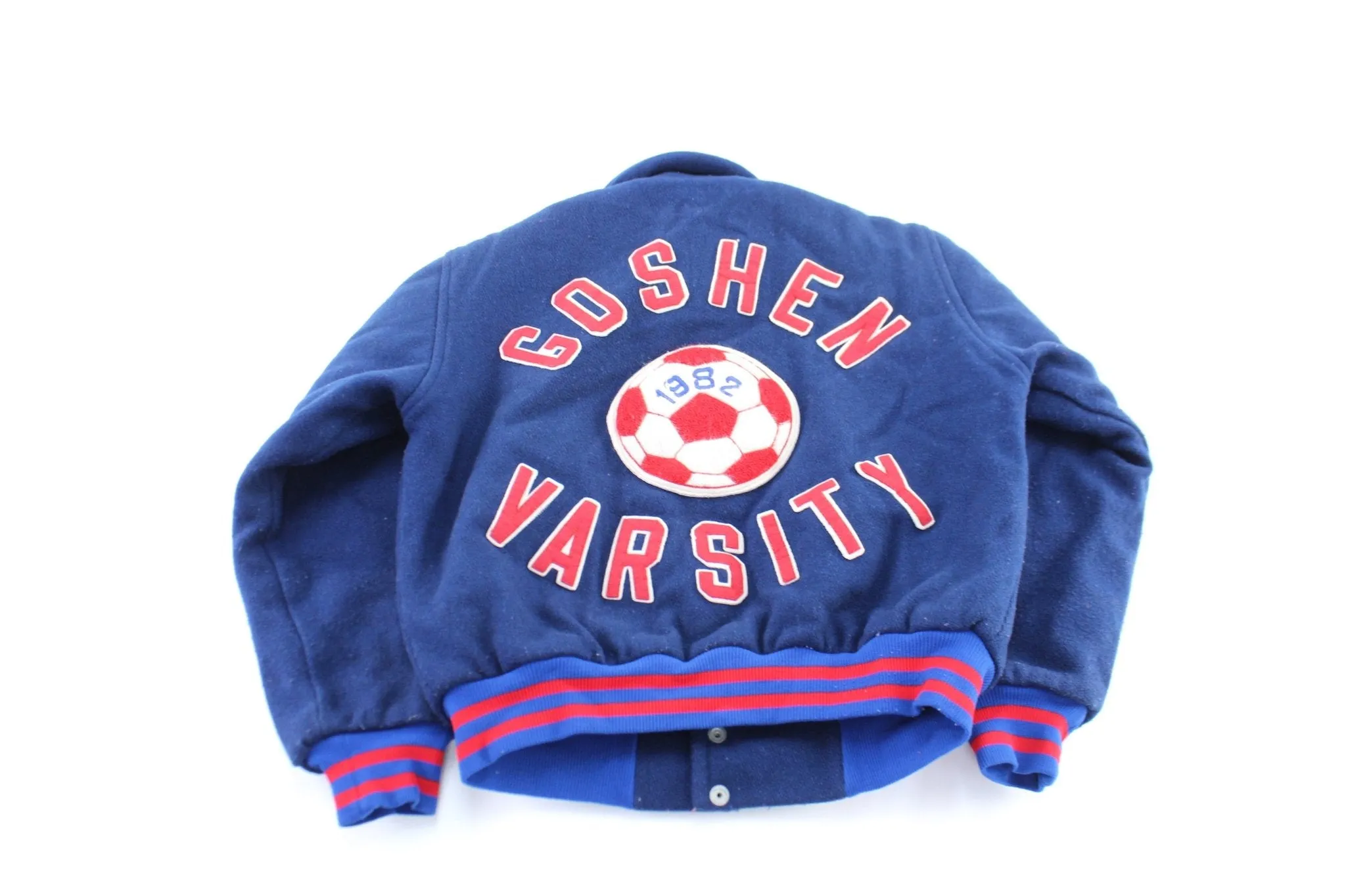 1982 Embroidered Red & Blue Varsity Jacket