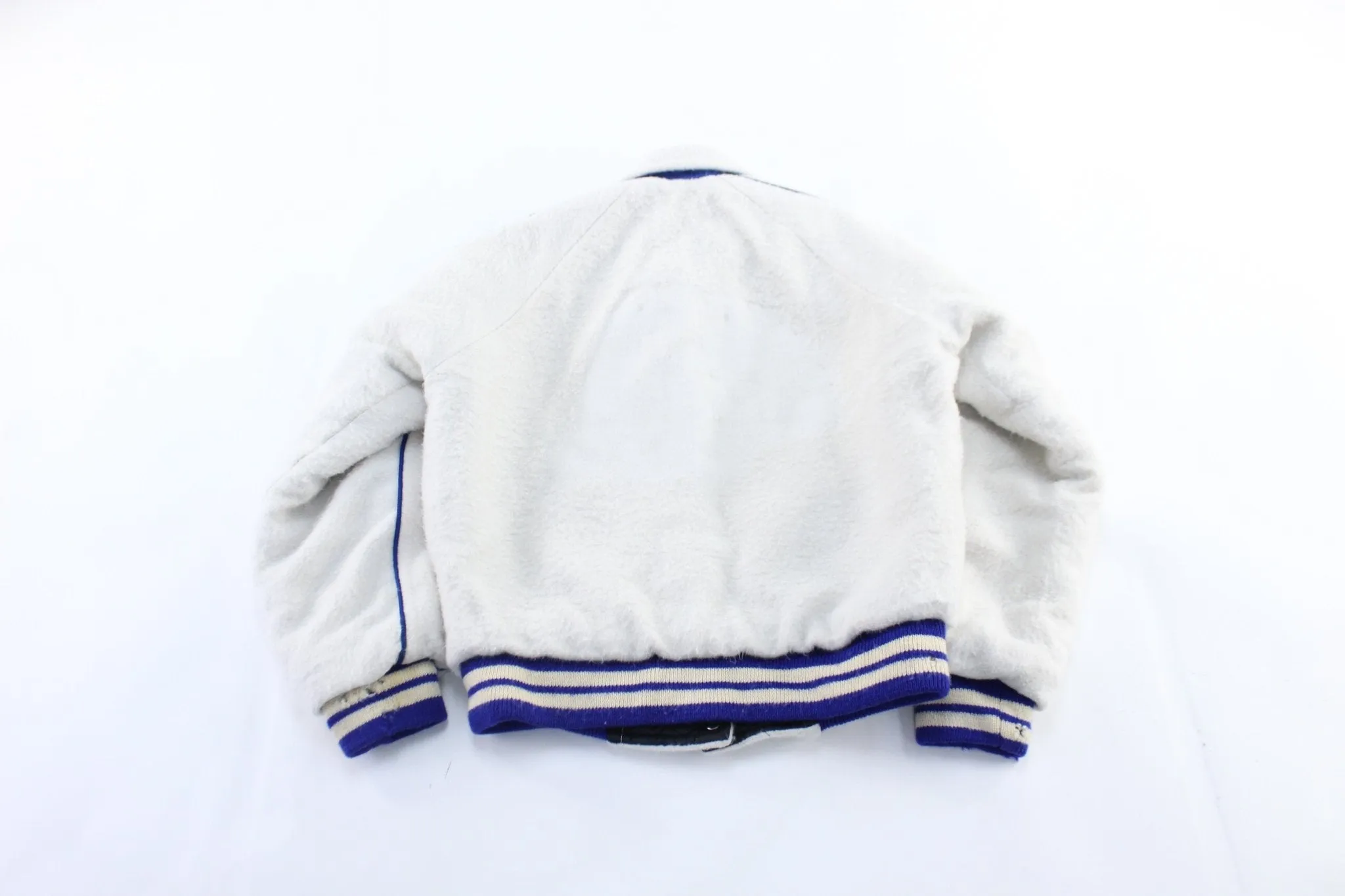 1982 White & Blue Cheerleader Varsity Jacket