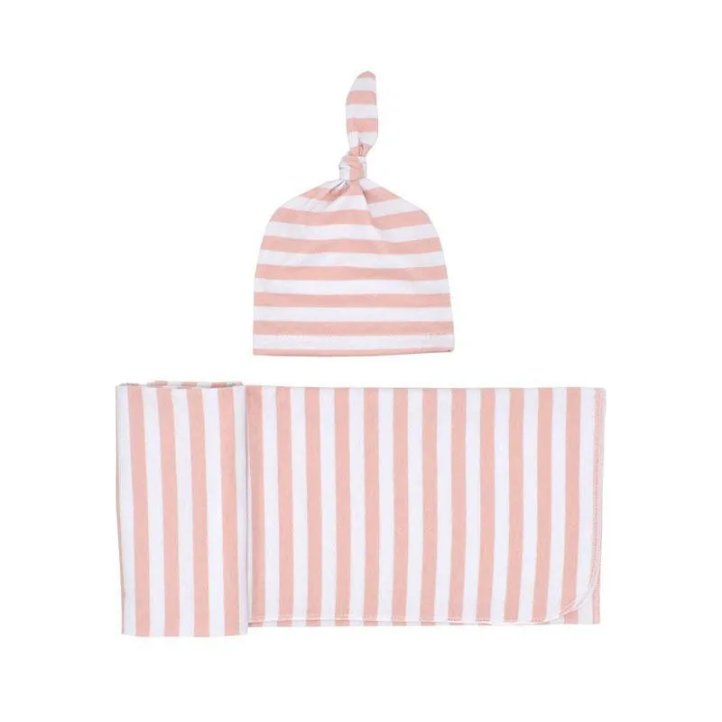 2-piece Stripe Cotton Sleep Bag and Hat Sets for Baby