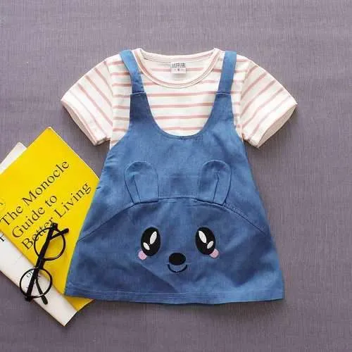2Pcs Girls Suspender Dress Clothing Set