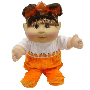 CPW1148-White & Orange Minky Sleeper w/Pumpkins