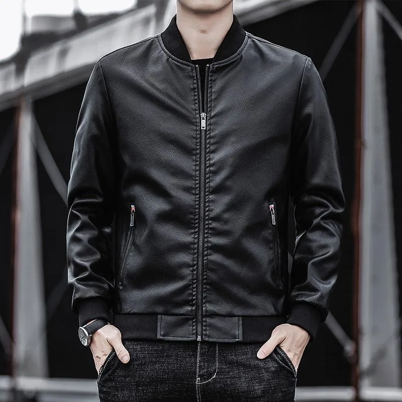 Men's leather clothing trend casual jacket