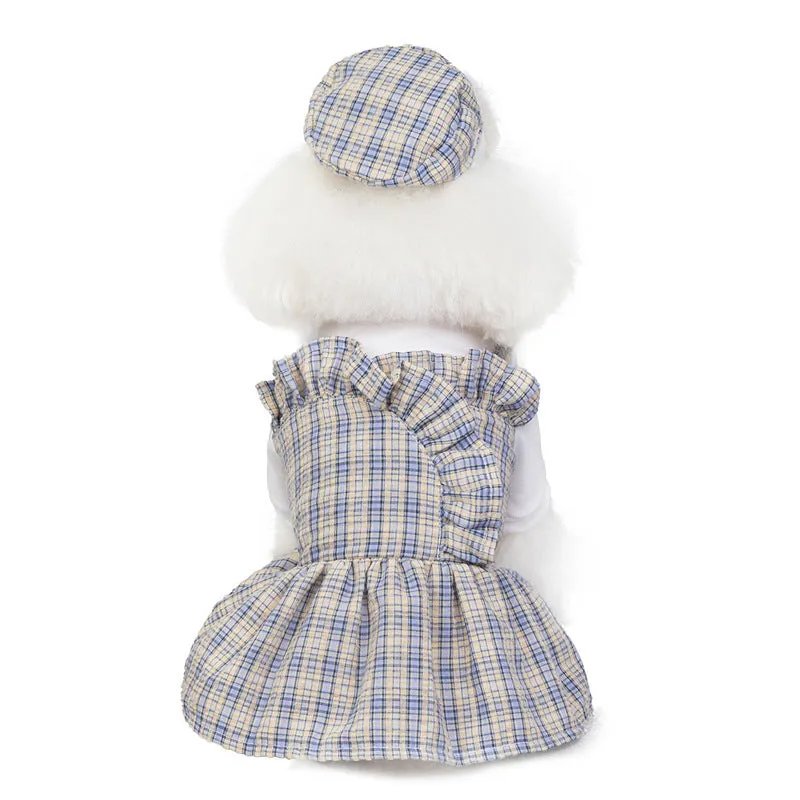 Summer Plaid Uniform Dress Pet Clothing