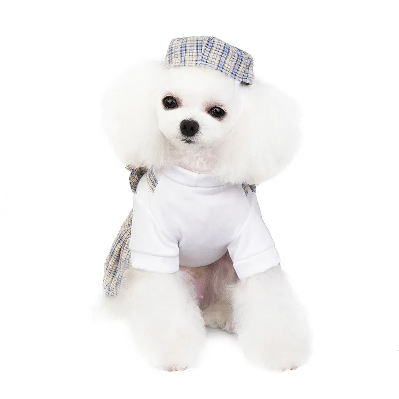 Summer Plaid Uniform Dress Pet Clothing